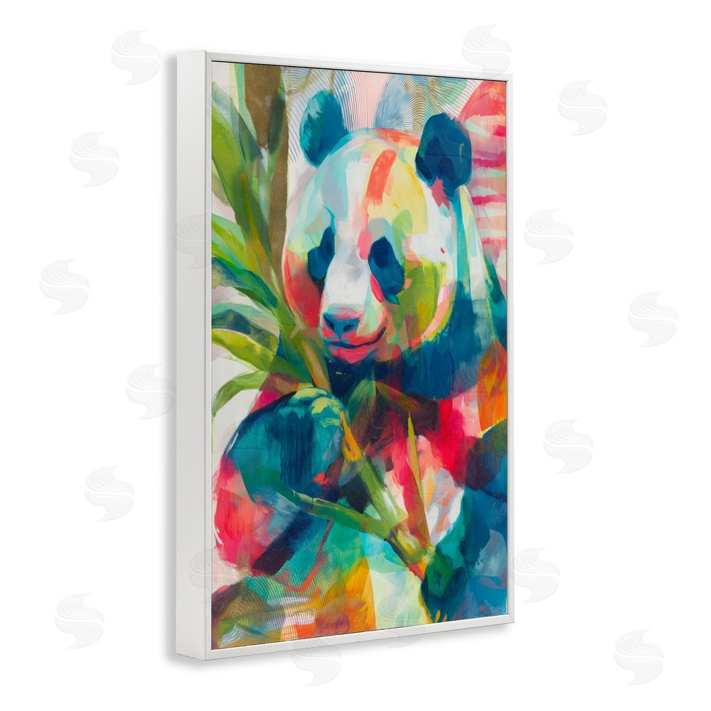 Chromatic Storm Studio Expressive Panda In Bloom White Framed Giclee Wall Art