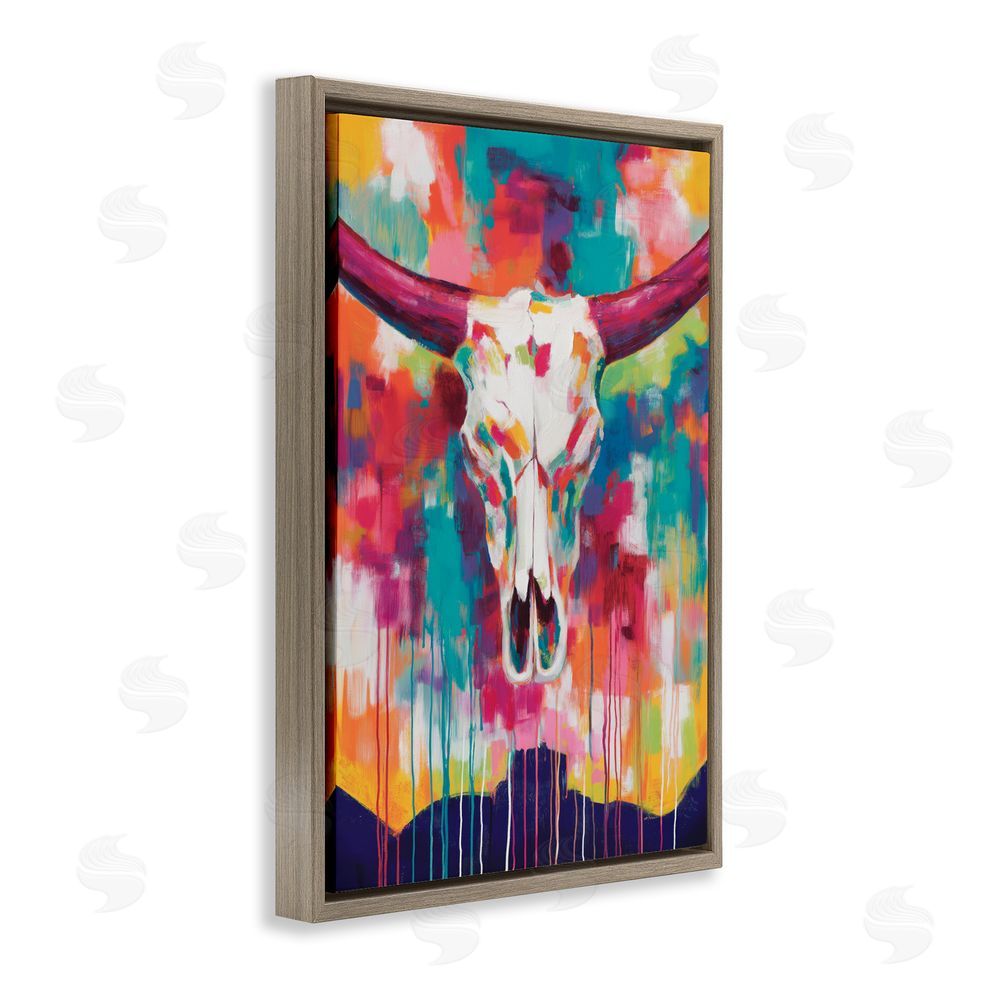 Chromatic Storm Studio Spirit Of The West Skull Brown Floating Framed Canvas Wall Art Print
