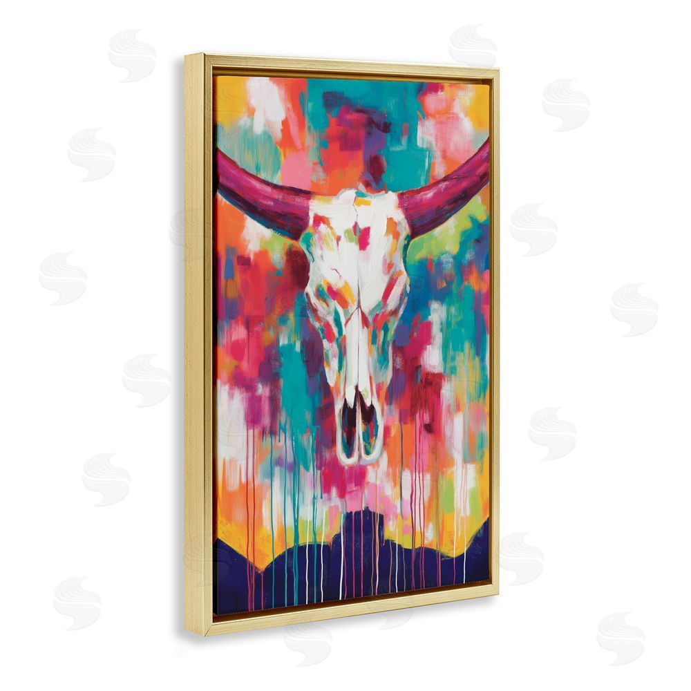Chromatic Storm Studio Spirit Of The West Skull Gold Floating Framed Canvas Wall Art Print