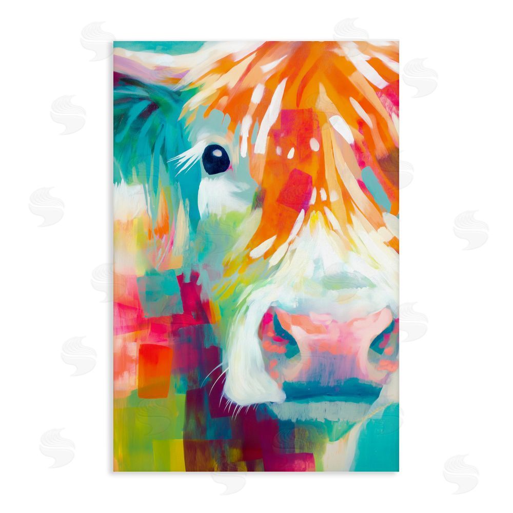 Chromatic Storm Studio Highland Portrait in Brights Stretched Canvas Wall Art