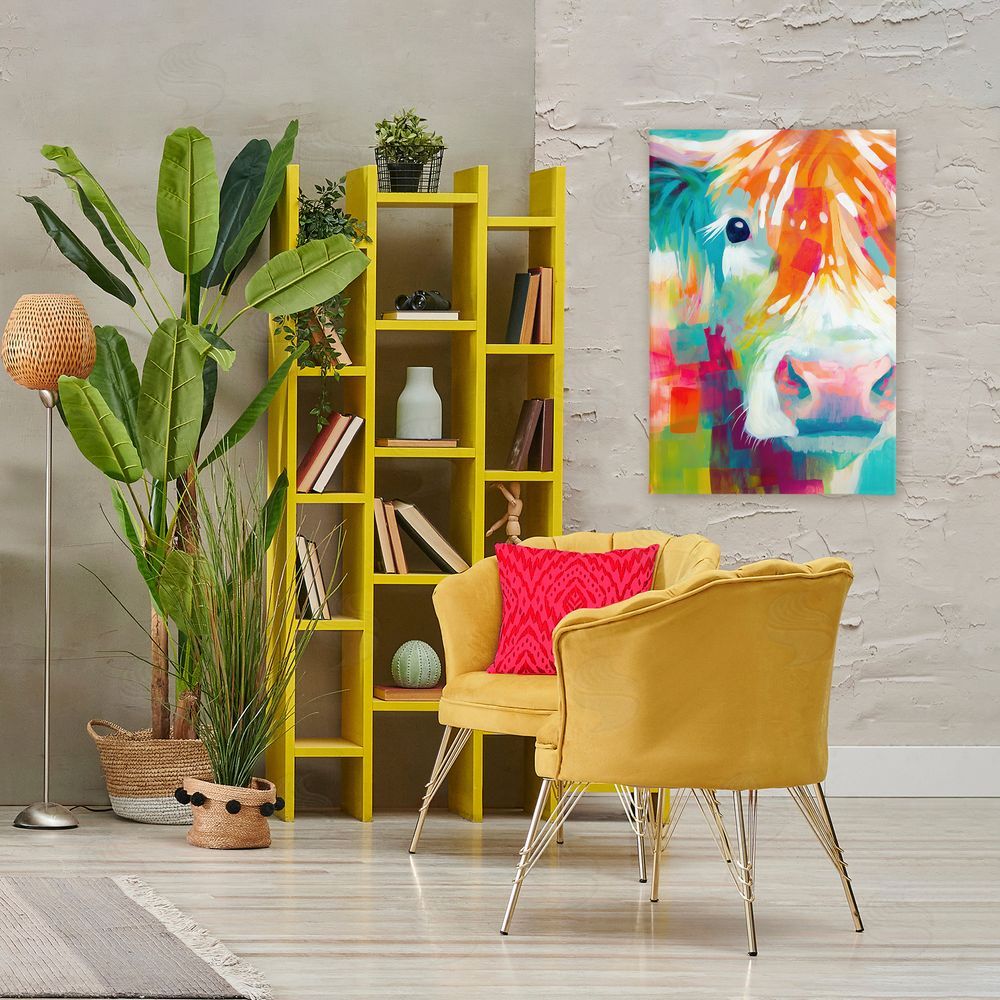 Chromatic Storm Studio Highland Portrait in Brights Stretched Canvas Wall Art in Room
