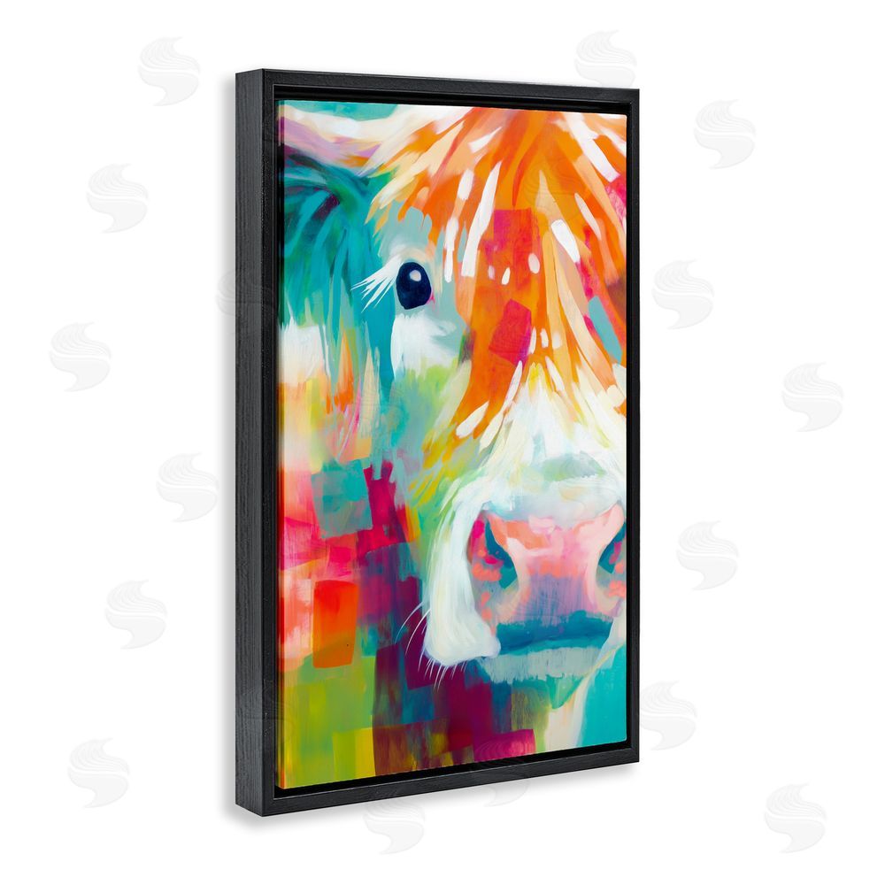 Chromatic Storm Studio Highland Portrait in Brights Black Floating Framed Canvas Wall Art
