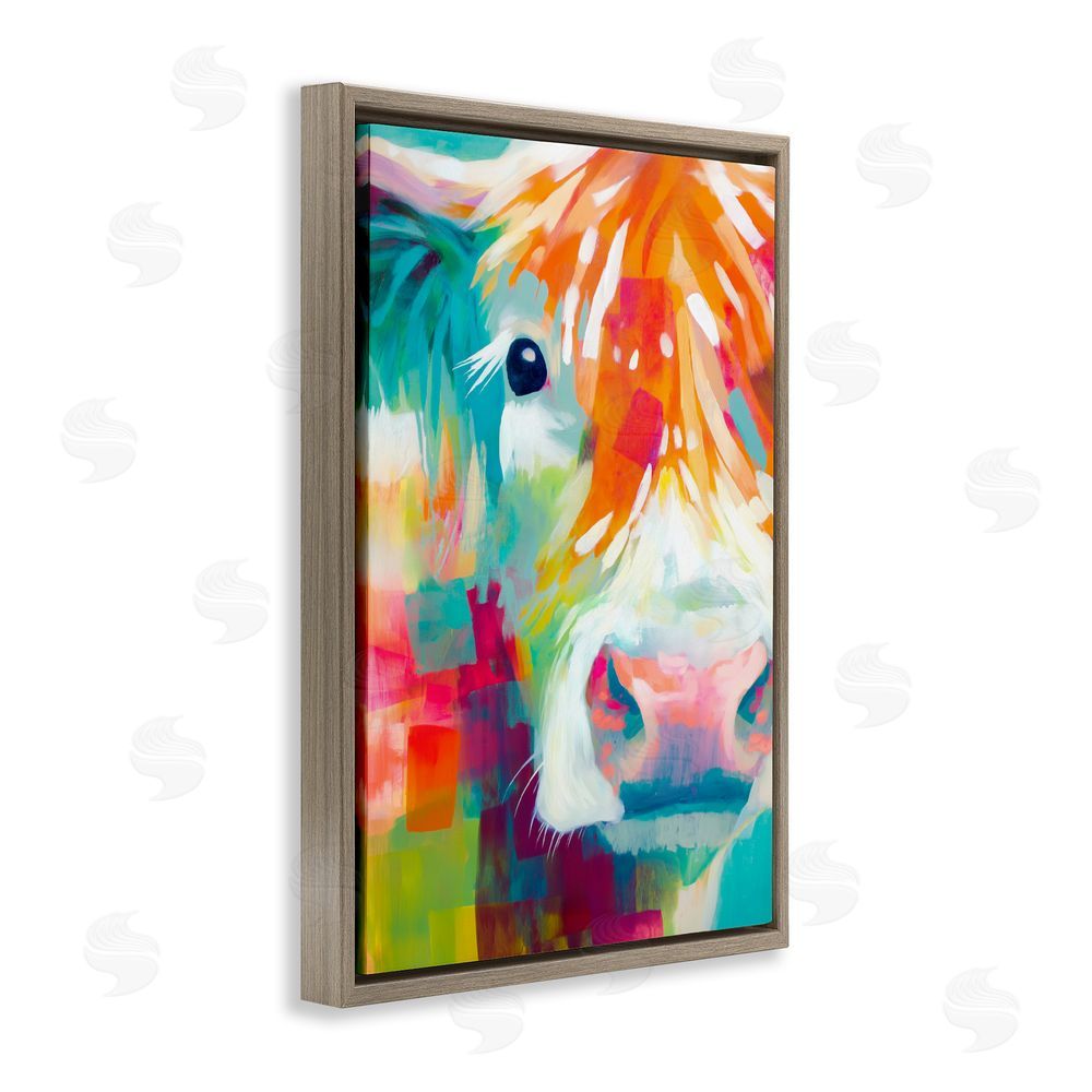 Chromatic Storm Studio Highland Portrait in Brights Brown Floating Framed Canvas Wall Art