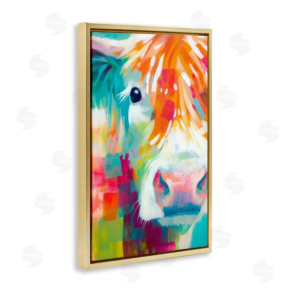 Chromatic Storm Studio Highland Portrait in Brights Gold Floating Framed Canvas Wall Art