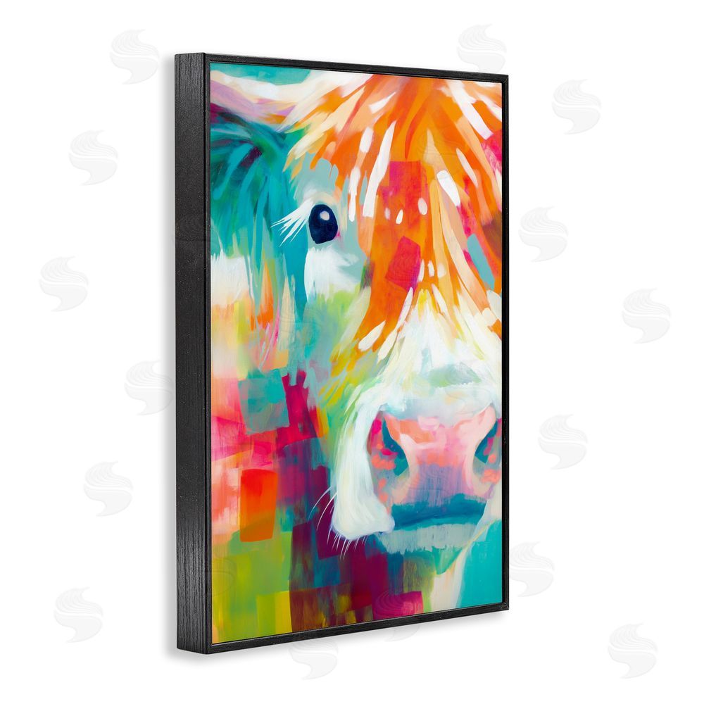 Chromatic Storm Studio Highland Portrait in Brights Black Framed Giclee Wall Art