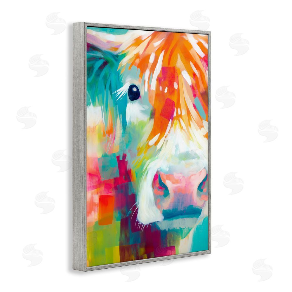 Chromatic Storm Studio Highland Portrait in Brights Gray Framed Giclee Wall Art