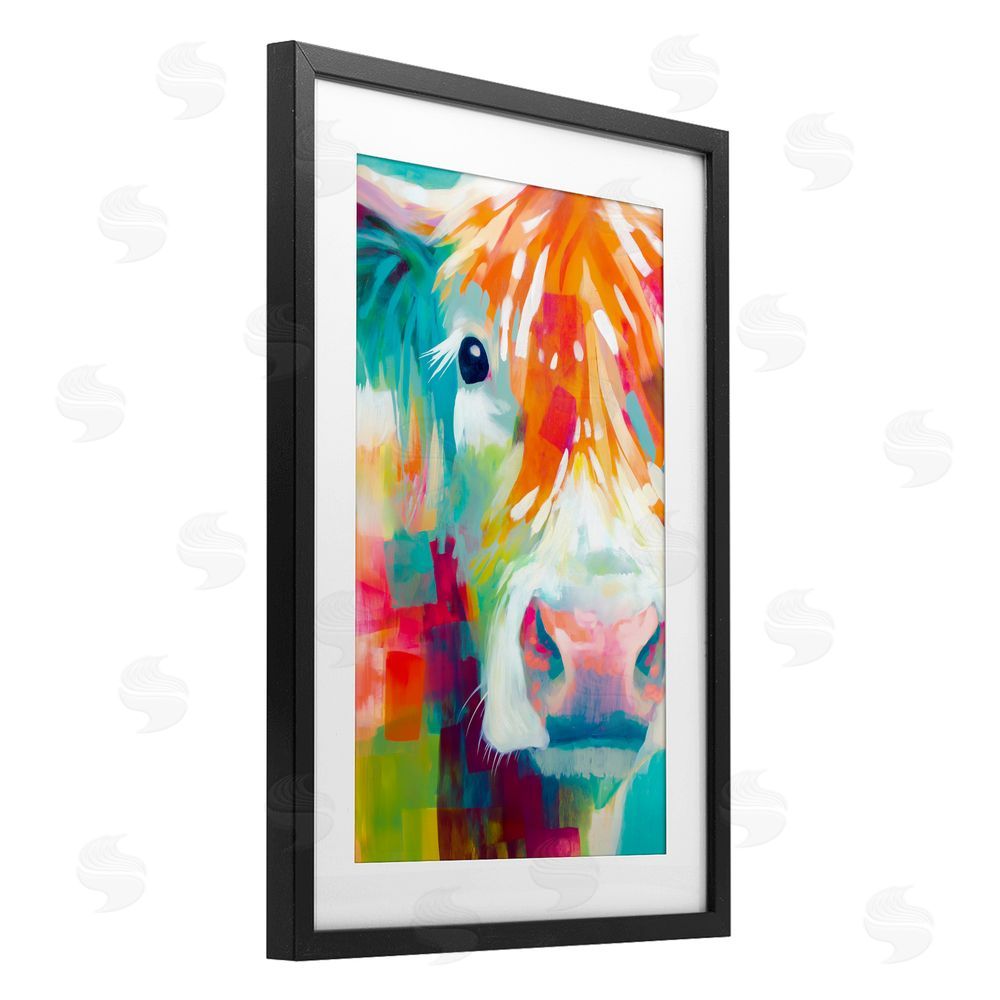 Chromatic Storm Studio Highland Portrait in Brights Black Framed Print Under Glass Wall Art