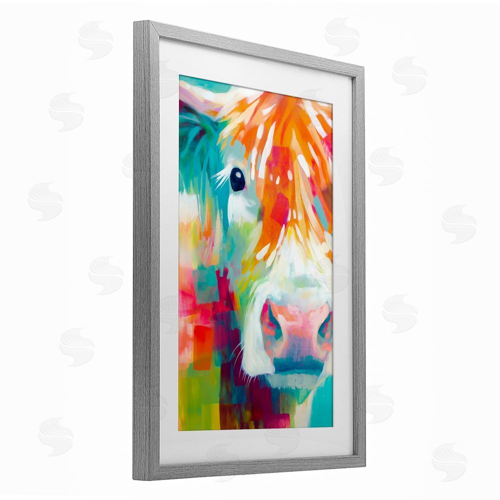 Chromatic Storm Studio Highland Portrait in Brights Gray Framed Print Under Glass Wall Art
