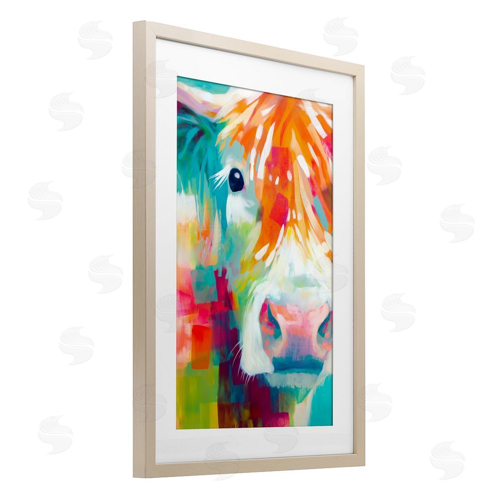 Chromatic Storm Studio Highland Portrait in Brights Brown Framed Print Under Glass Wall Art