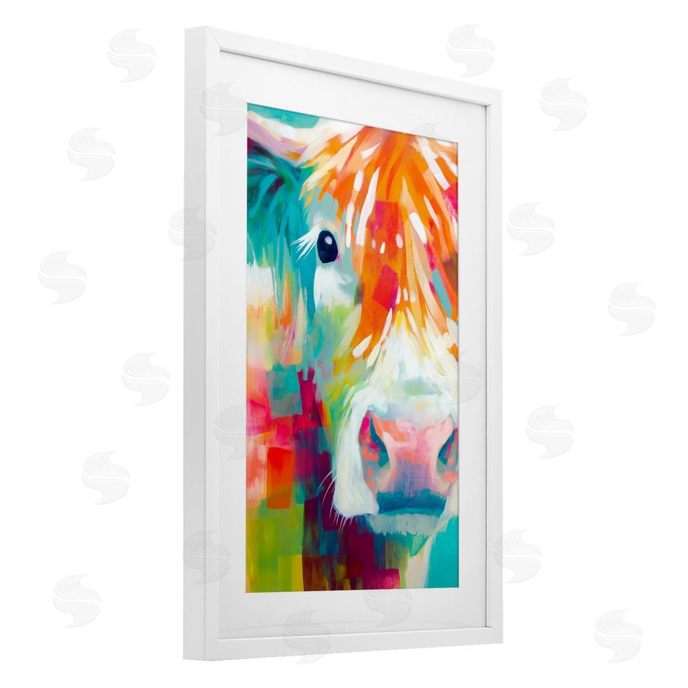 Chromatic Storm Studio Highland Portrait in Brights White Framed Print Under Glass Wall Art