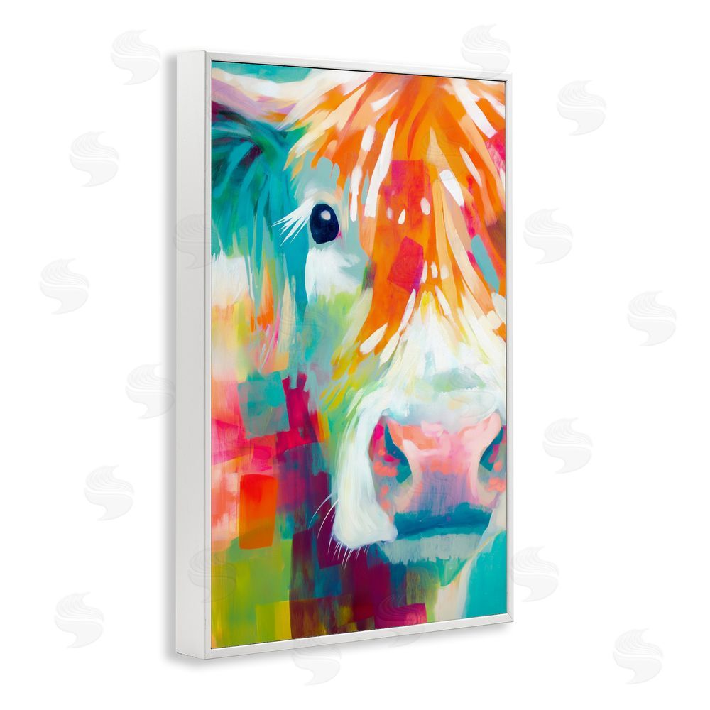 Chromatic Storm Studio Highland Portrait in Brights White Framed Giclee Wall Art