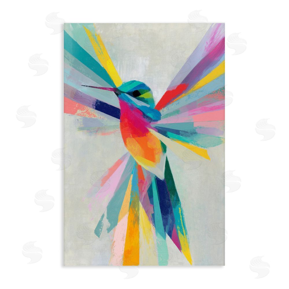Chromatic Storm Studio Rainbow Winged Hummingbird Stretched Canvas Wall Art