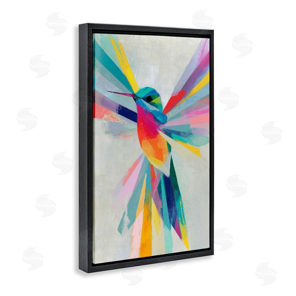 Chromatic Storm Studio Rainbow Winged Hummingbird Black Floating Framed Canvas Wall Art
