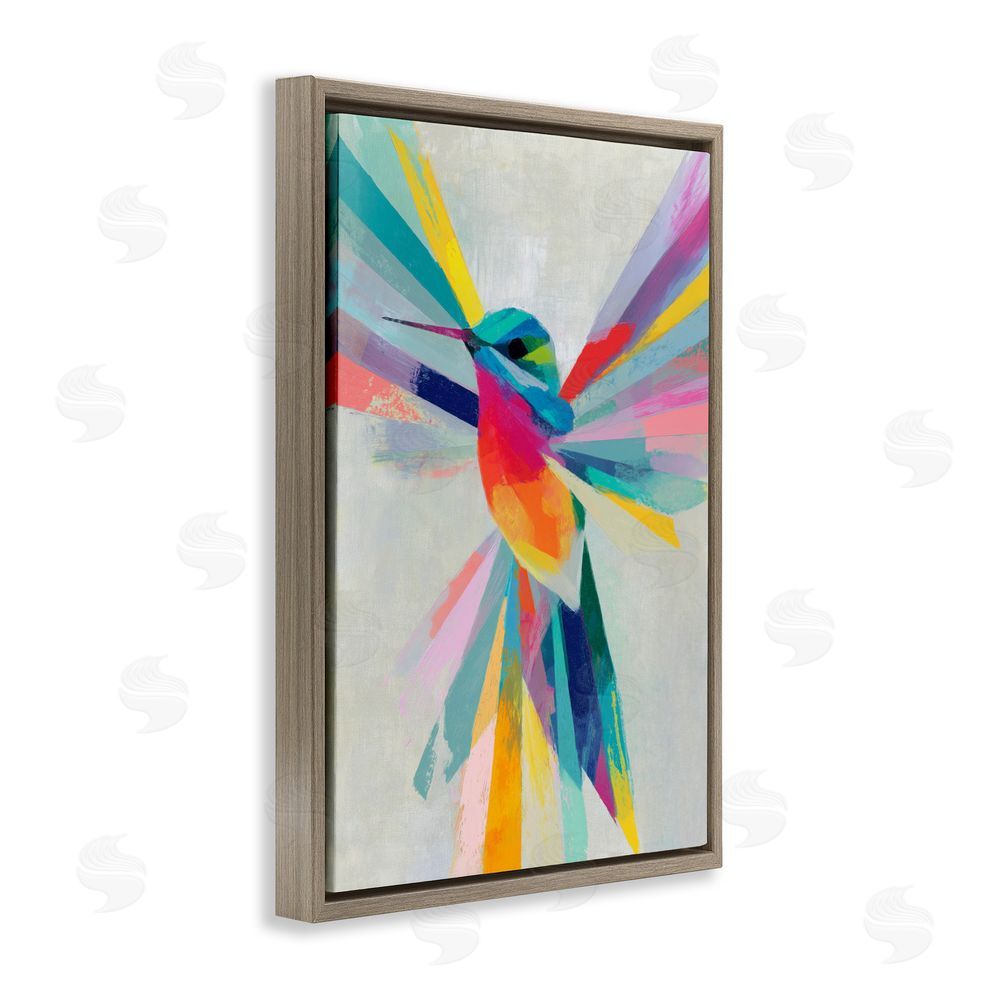 Chromatic Storm Studio Rainbow Winged Hummingbird Brown Floating Framed Canvas Wall Art