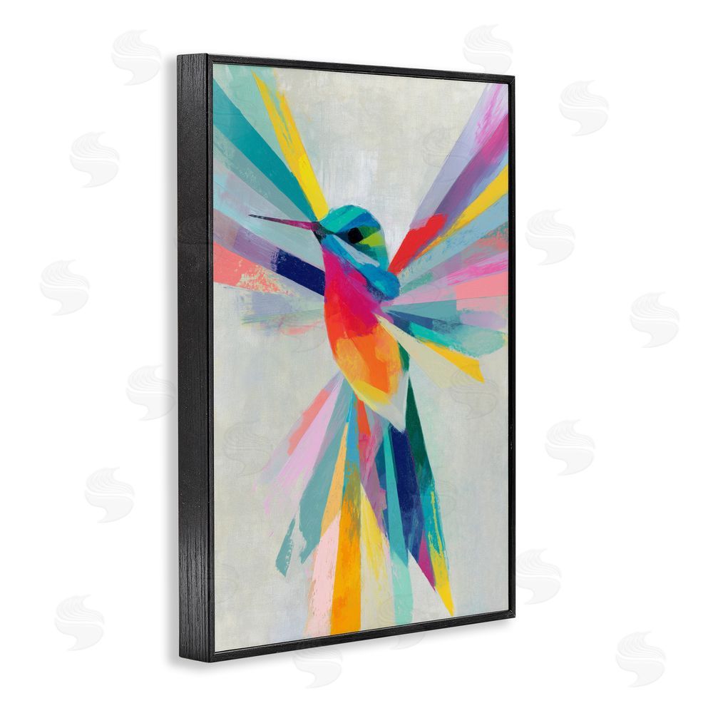 Chromatic Storm Studio Rainbow Winged Hummingbird Black Framed Giclee Wall Art