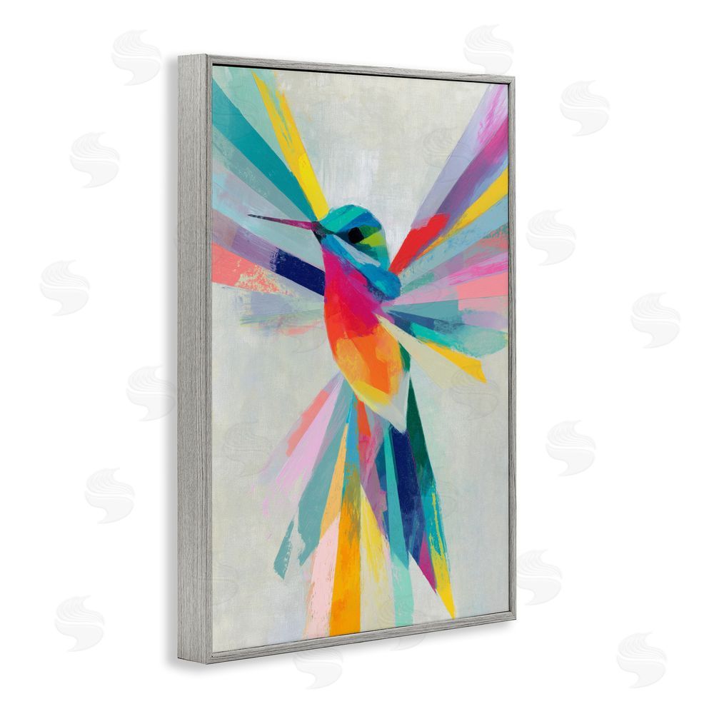 Chromatic Storm Studio Rainbow Winged Hummingbird Gray Framed Giclee Wall Art