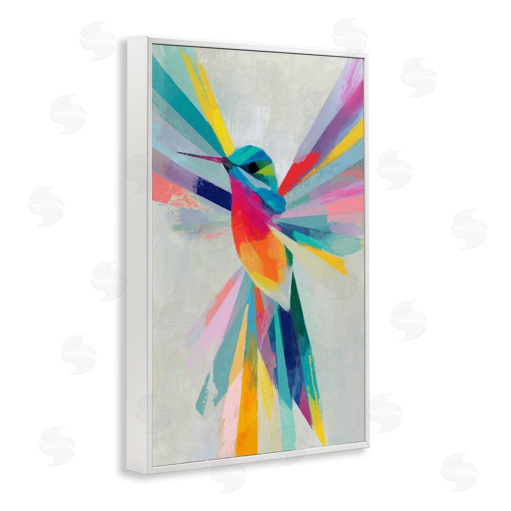 Chromatic Storm Studio Rainbow Winged Hummingbird White Framed Giclee Wall Art