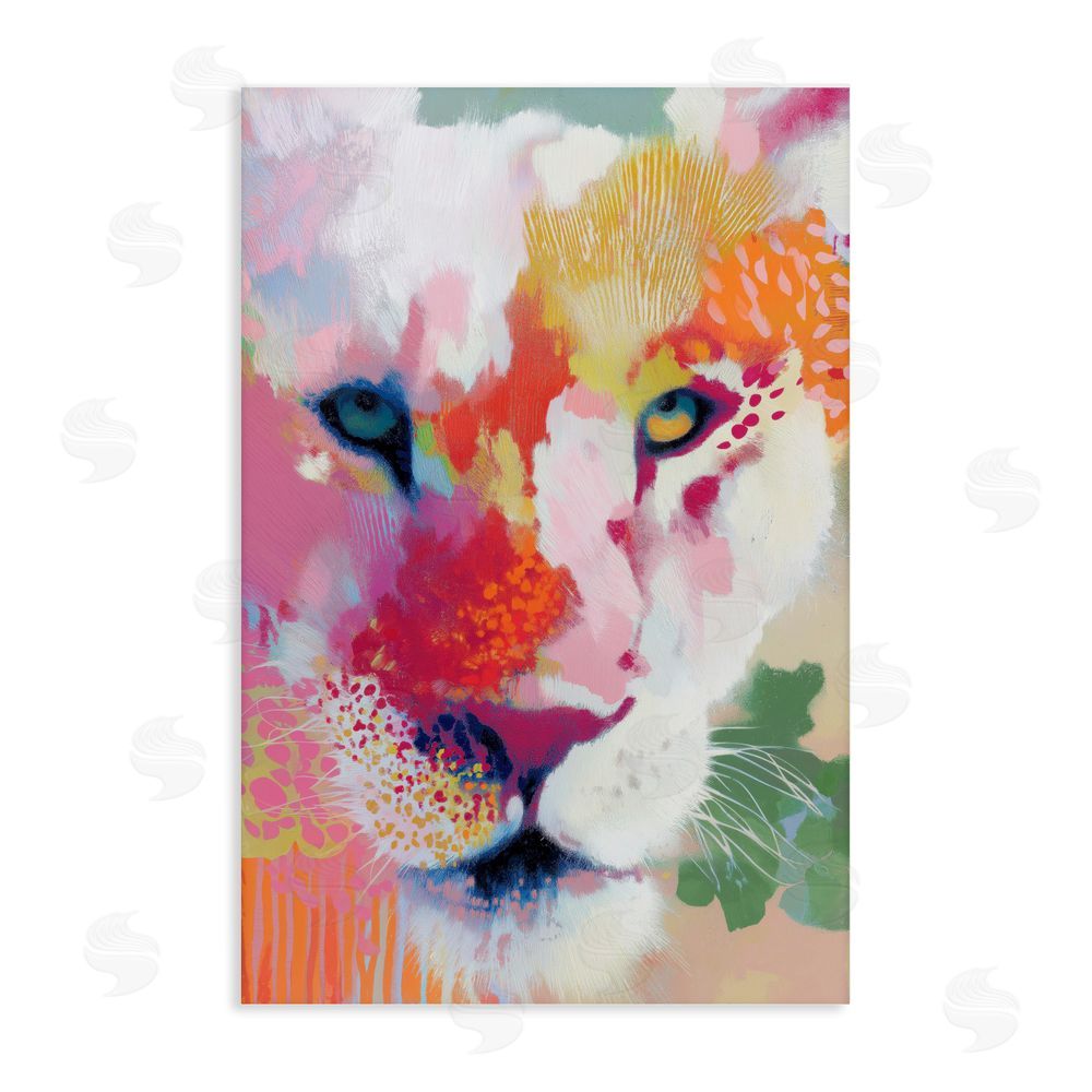 Chromatic Storm Studio Lion Eyes with Intense Gaze Stretched Canvas Wall Art