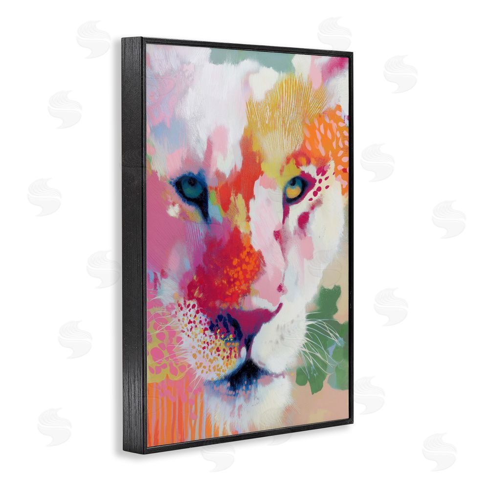 Chromatic Storm Studio Lion Eyes with Intense Gaze Black Framed Giclee Wall Art