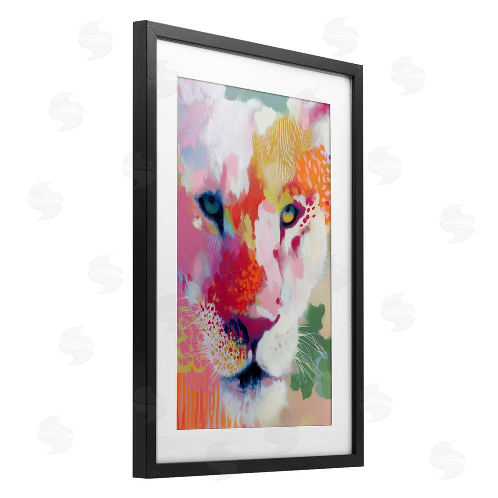 Chromatic Storm Studio Lion Eyes with Intense Gaze Black Framed Print Under Glass Wall Art