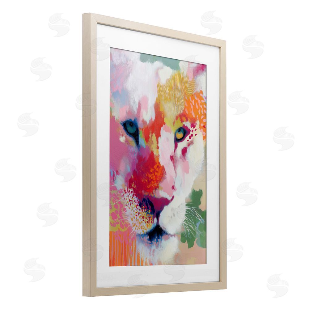 Chromatic Storm Studio Lion Eyes with Intense Gaze Brown Framed Print Under Glass Wall Art