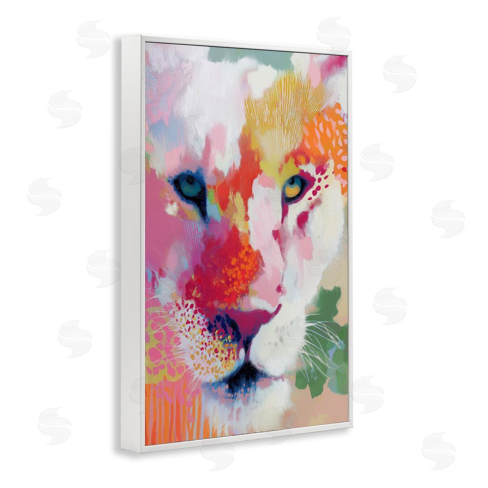 Chromatic Storm Studio Lion Eyes with Intense Gaze White Framed Giclee Wall Art