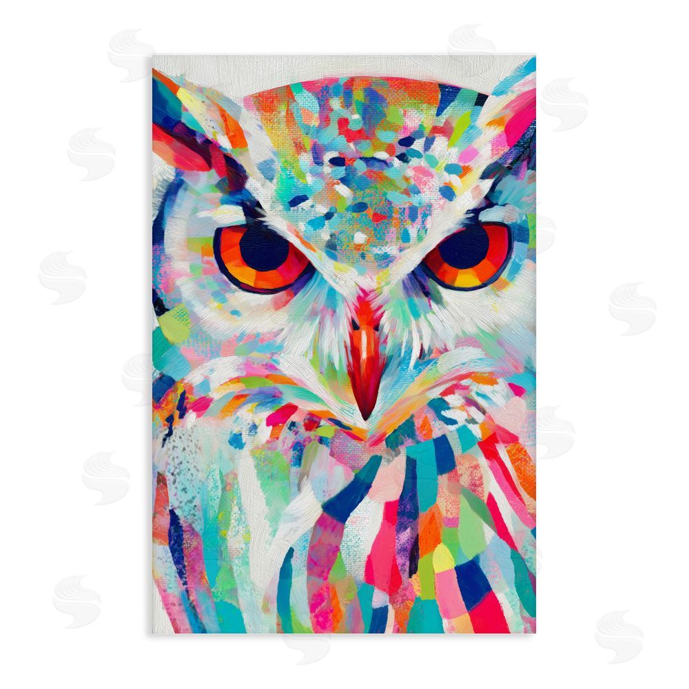 Chromatic Storm Studio Expressive Owl Gaze Stretched Canvas Wall Art