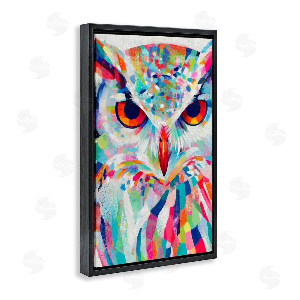 Chromatic Storm Studio Expressive Owl Gaze Black Floating Framed Canvas Wall Art