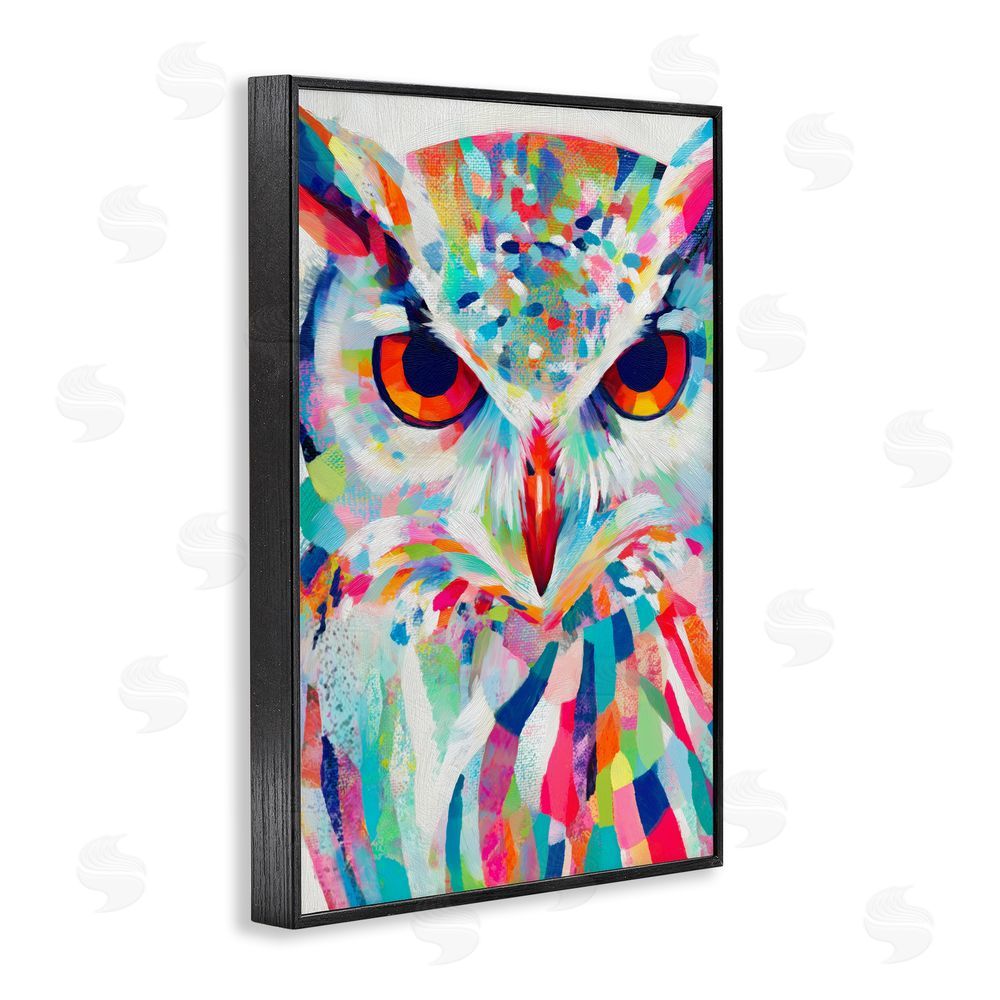 Chromatic Storm Studio Expressive Owl Gaze Black Framed Giclee Wall Art