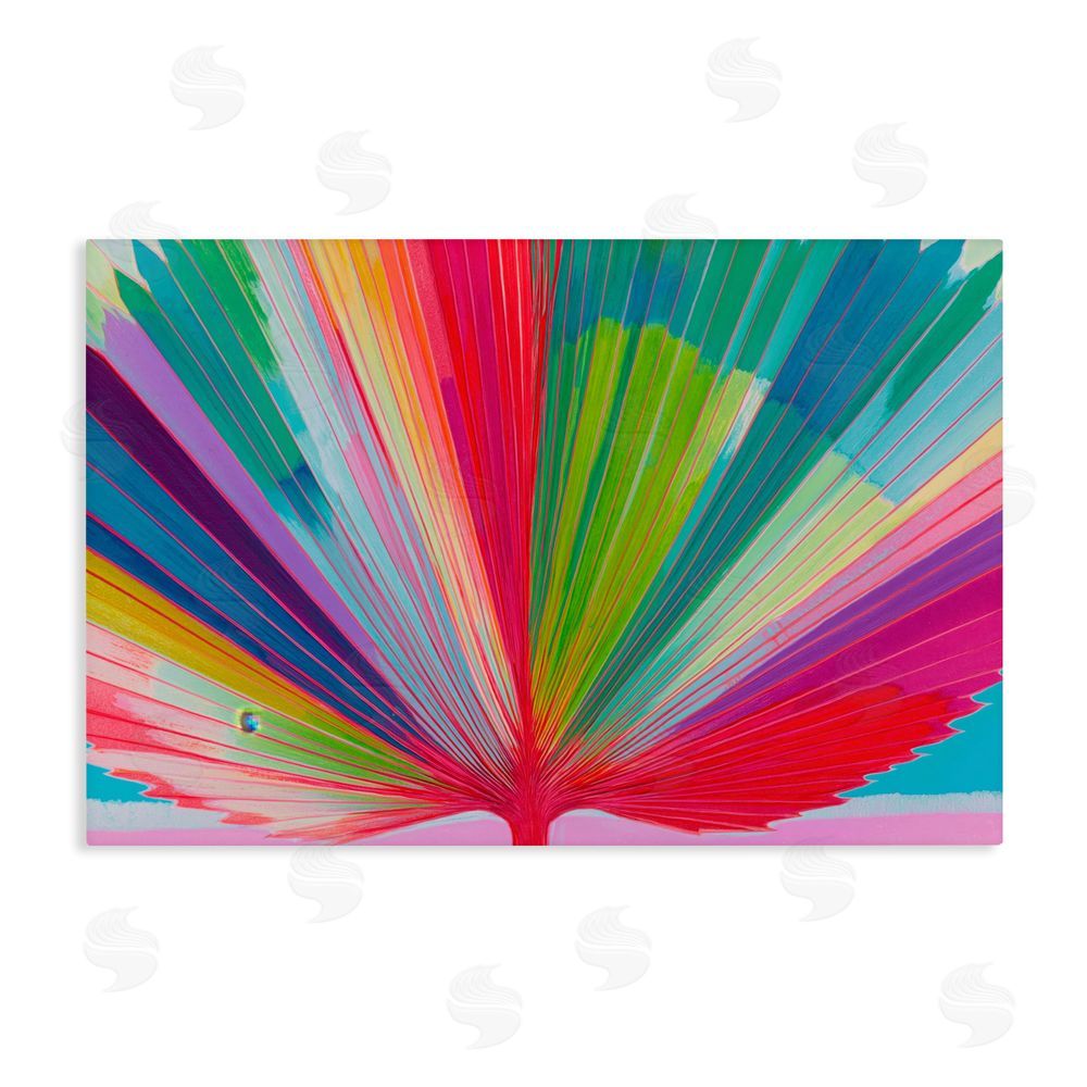 Chromatic Storm Studio Palm Fan In Spectrum Stretched Canvas Wall Art