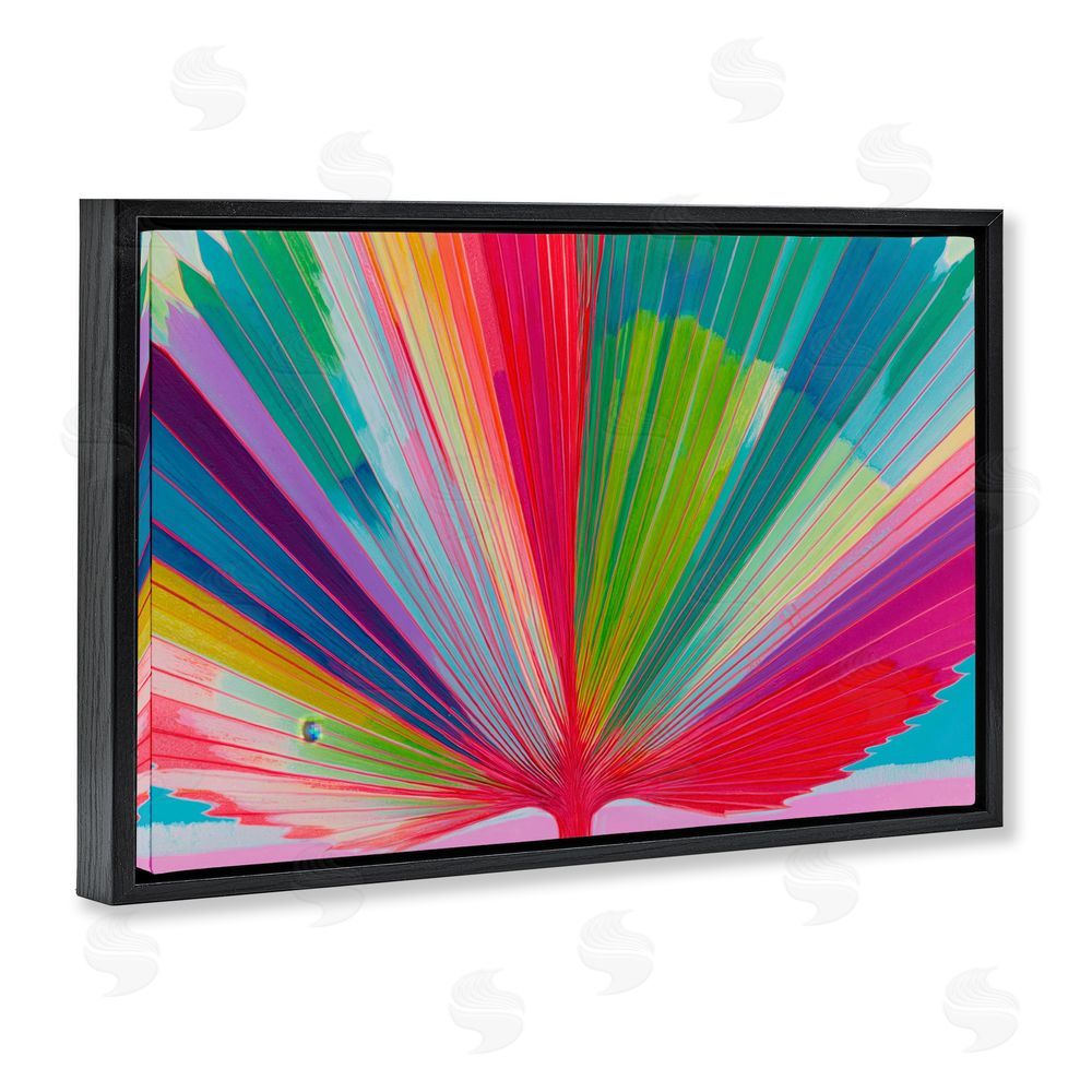 Chromatic Storm Studio Palm Fan In Spectrum Black Floating Framed Canvas Wall Art