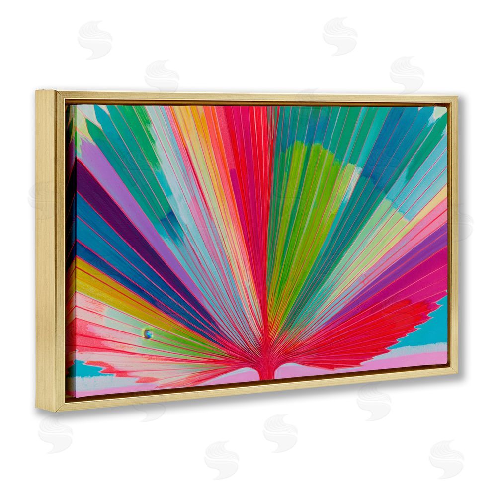 Chromatic Storm Studio Palm Fan In Spectrum Gold Floating Framed Canvas Wall Art