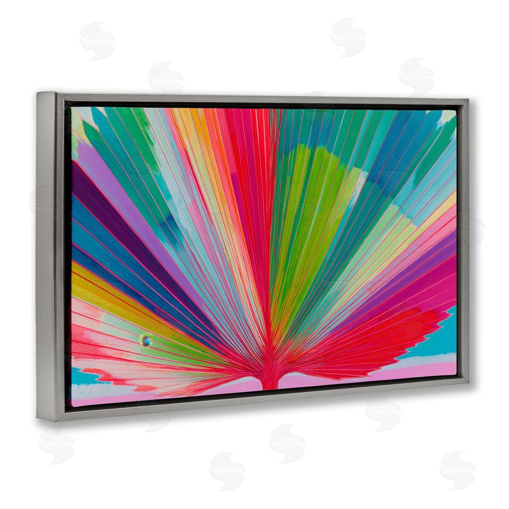 Chromatic Storm Studio Palm Fan In Spectrum Gray Floating Framed Canvas Wall Art
