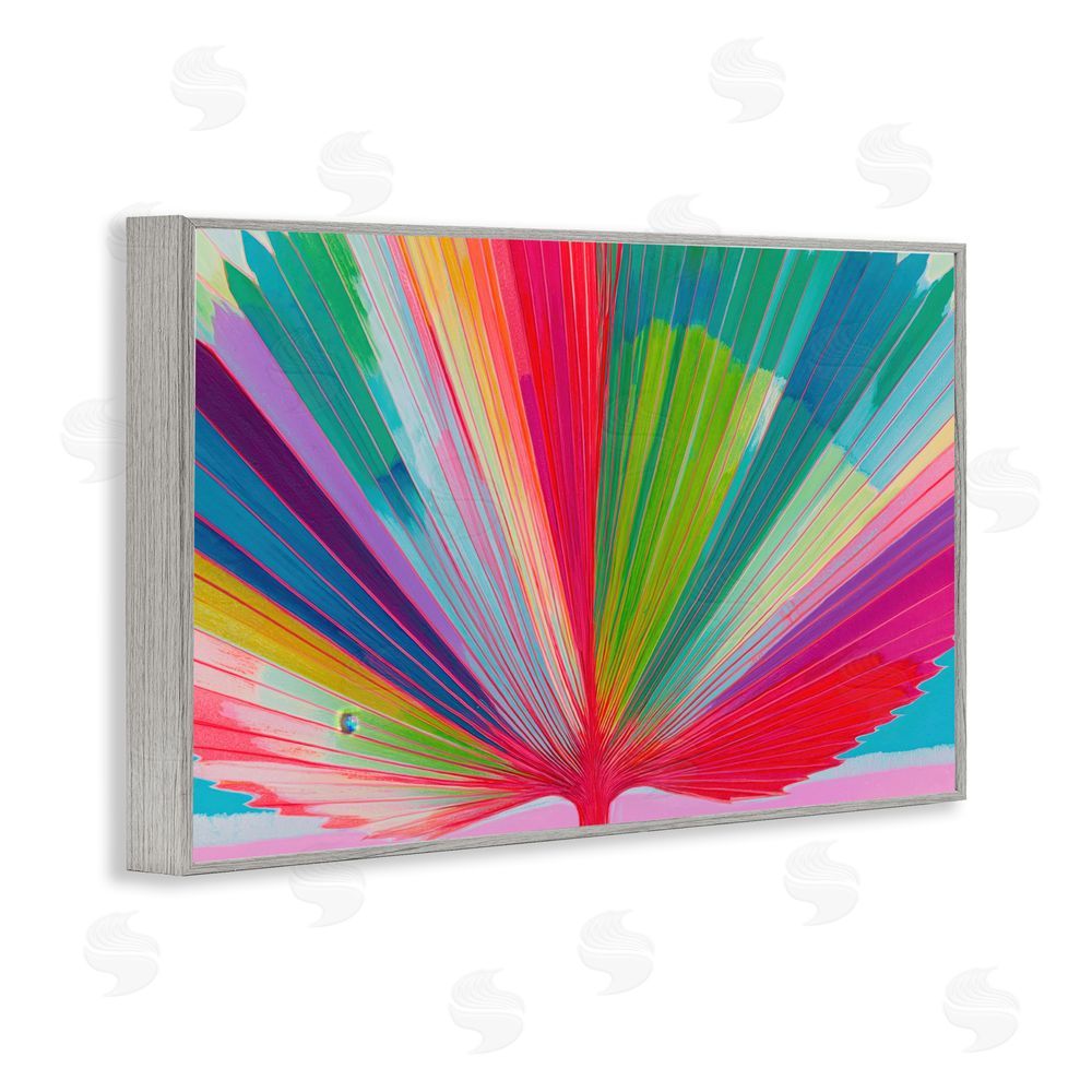 Chromatic Storm Studio Palm Fan In Spectrum Gray Framed Giclee Wall Art