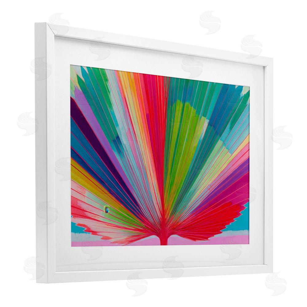 Chromatic Storm Studio Palm Fan In Spectrum White Framed Print Under Glass Wall Art
