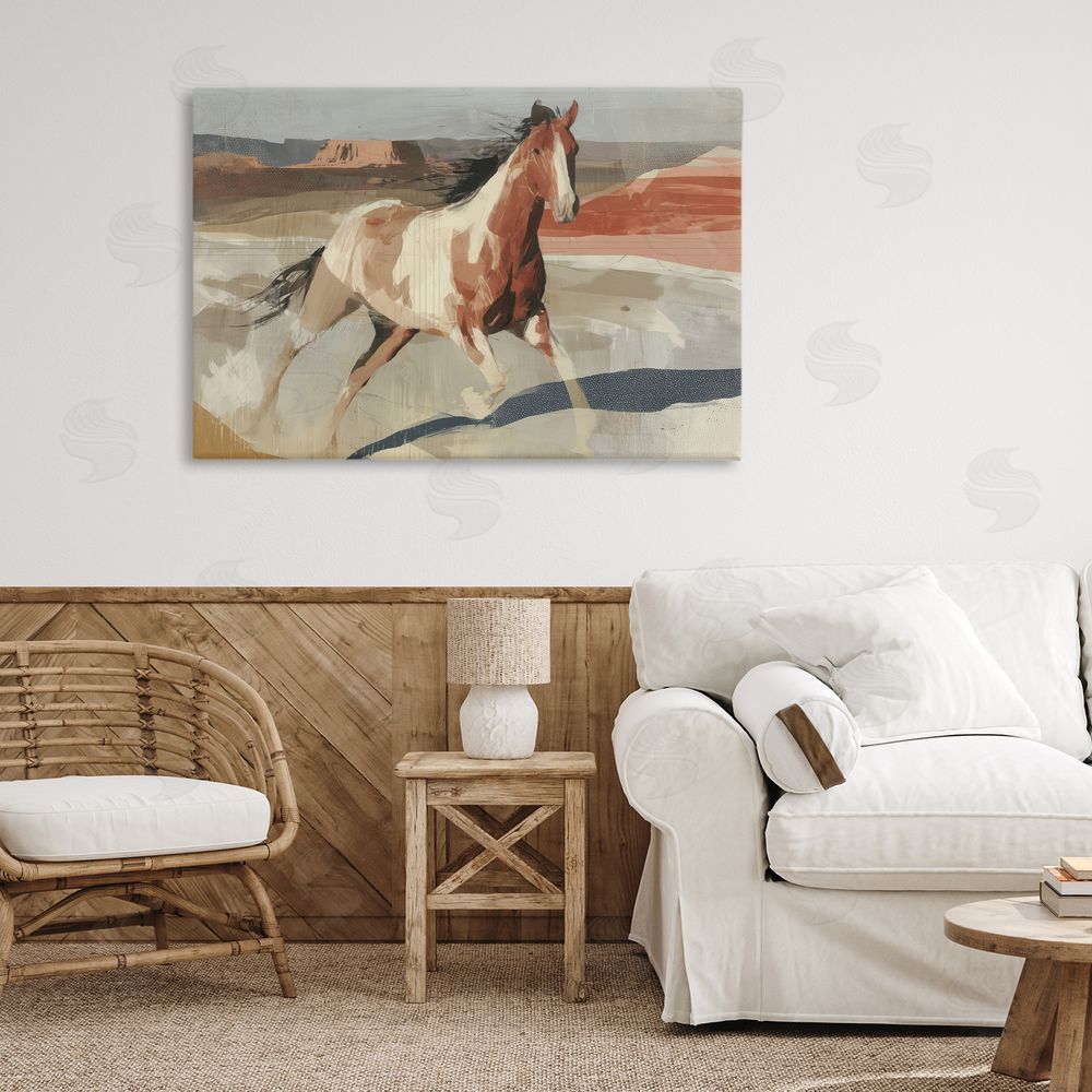 Chromatic Storm Studio Wild Horse Across Plains Stretched Canvas on Wall