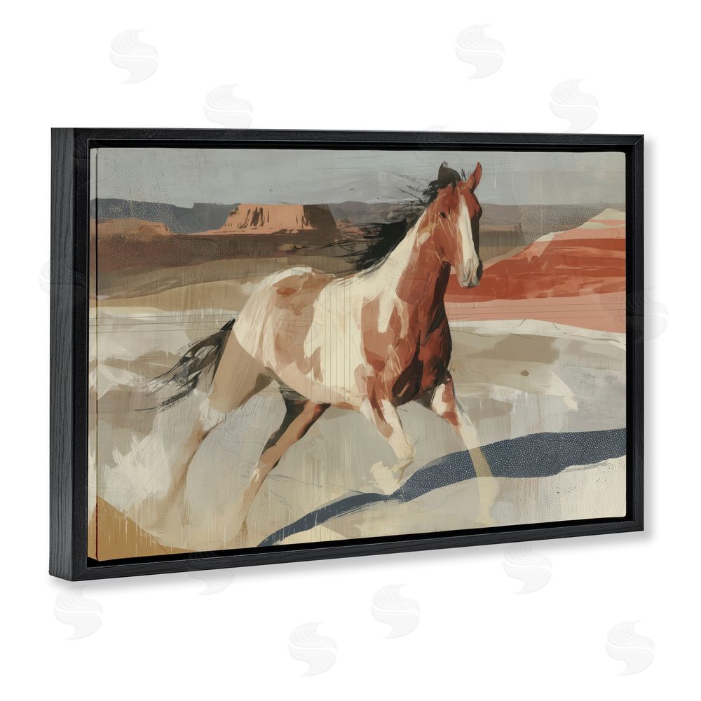 Chromatic Storm Studio Wild Horse Across Plains Black Floating Framed Canvas Wall Art Print