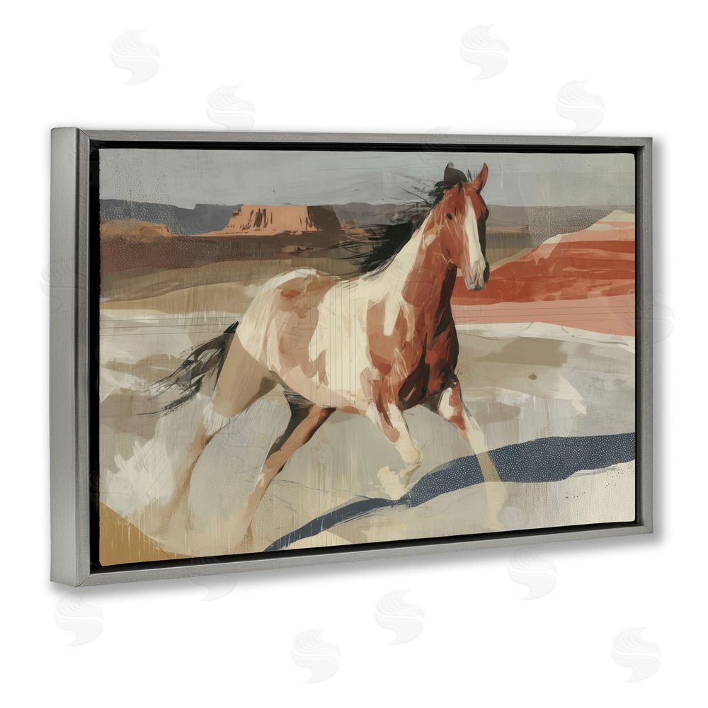 Chromatic Storm Studio Wild Horse Across Plains Gray Floating Framed Canvas Wall Art Print