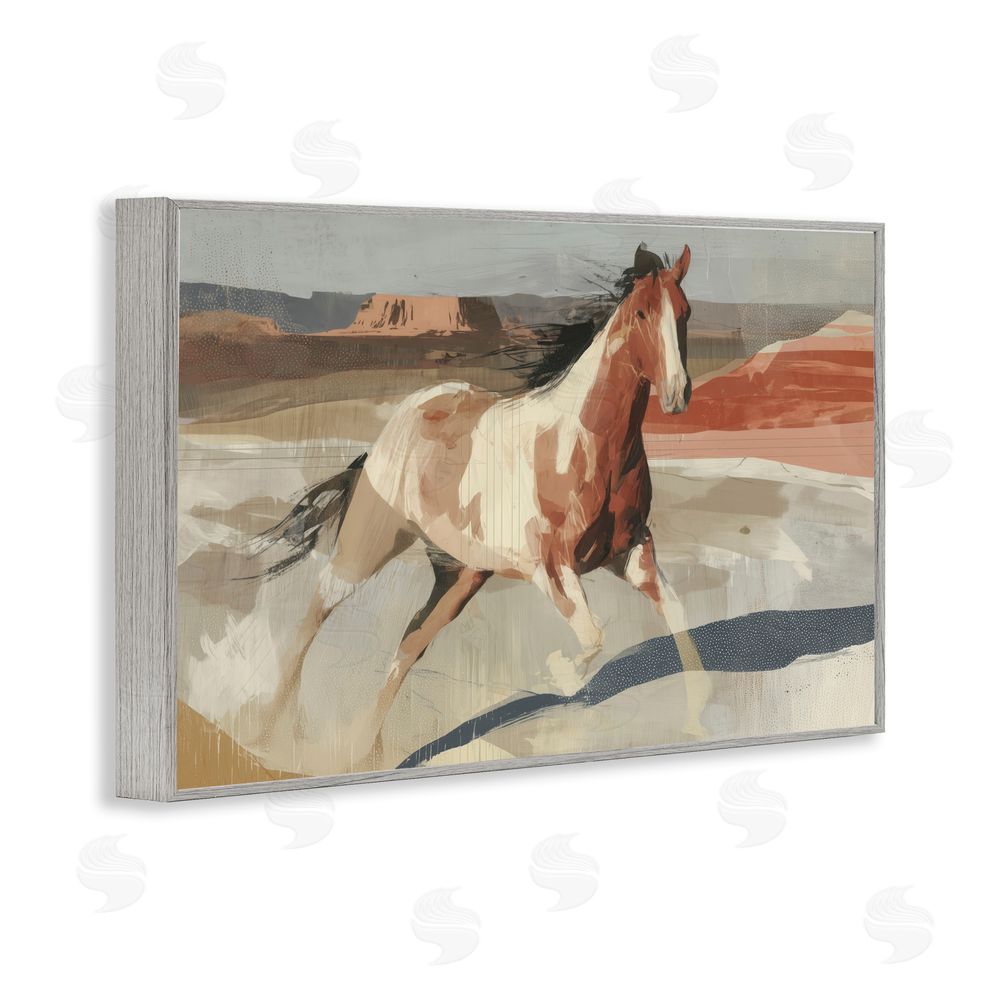 Chromatic Storm Studio Wild Horse Across Plains Gray Framed Giclee Wall Art Print