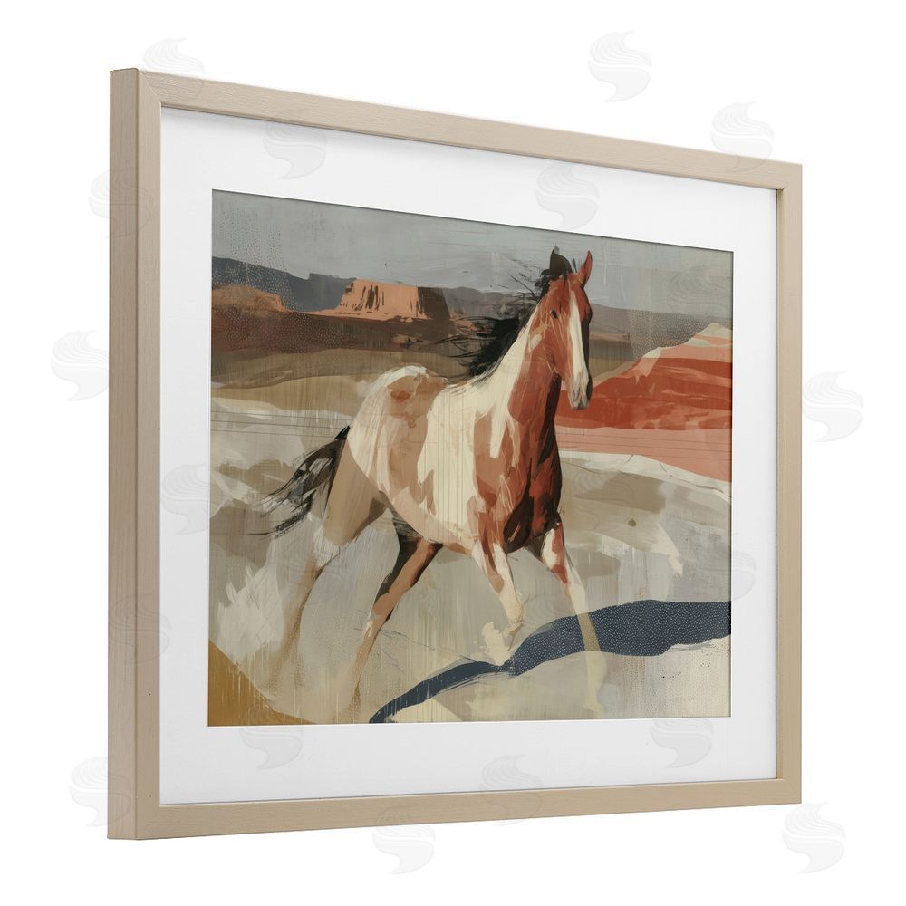 Chromatic Storm Studio Wild Horse Across Plains Brown Framed Print Under Glass with White Mat Wall Art