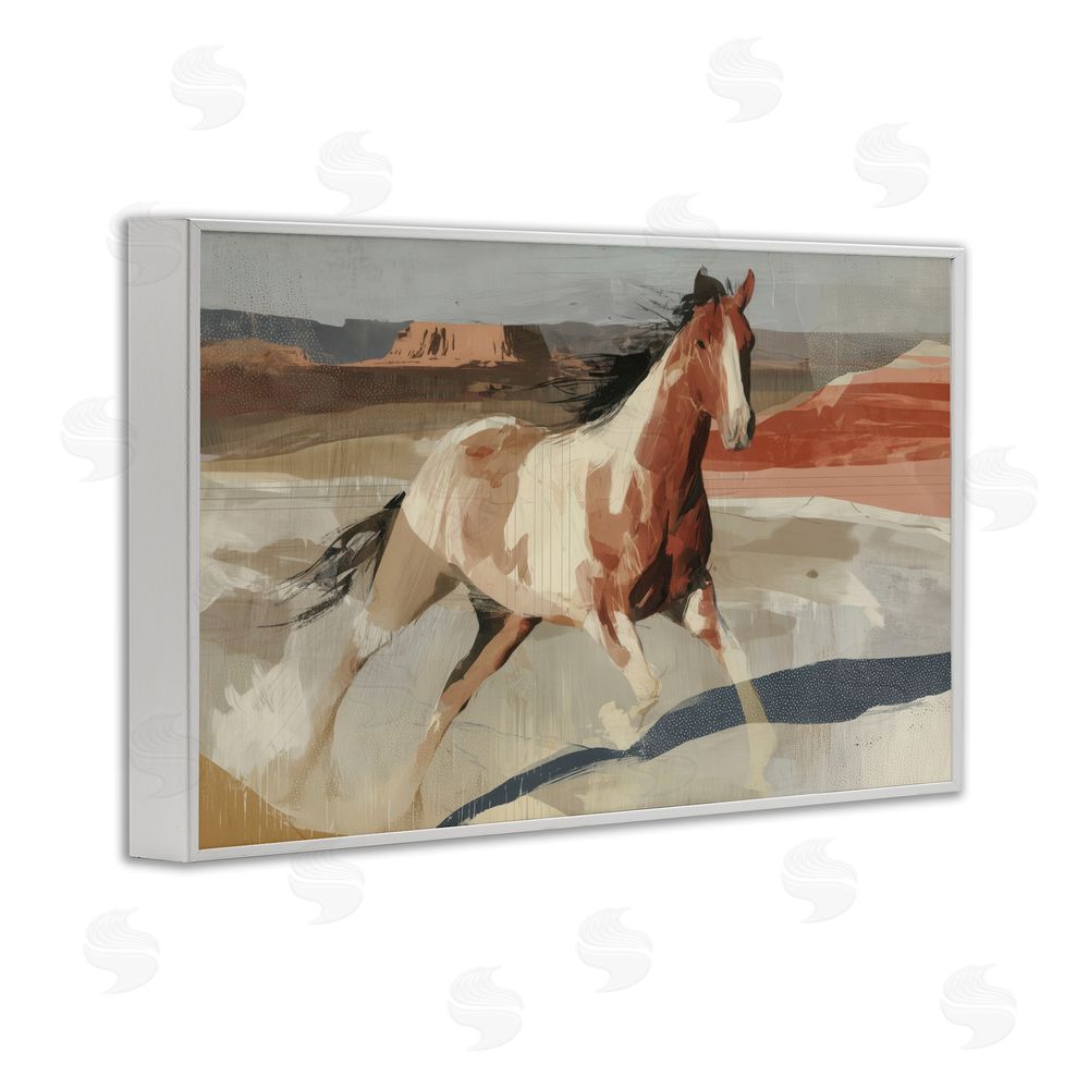 Chromatic Storm Studio Wild Horse Across Plains White Framed Giclee Wall Art Print