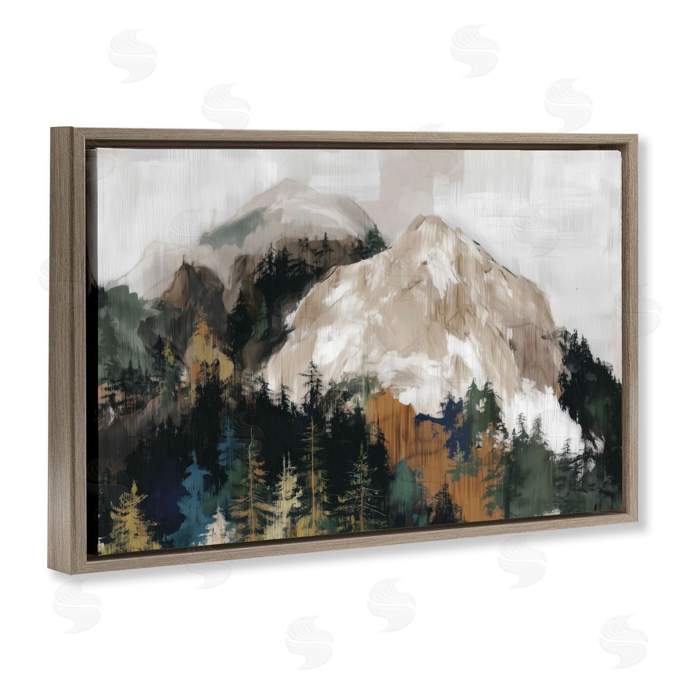 Chromatic Storm Studio Rugged Mountain Peaks Brown Floating Framed Canvas Wall Art