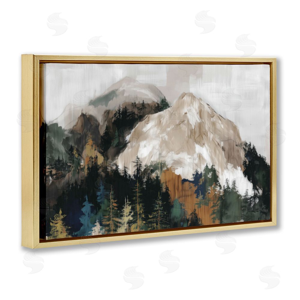 Chromatic Storm Studio Rugged Mountain Peaks Gold Floating Framed Canvas Wall Art