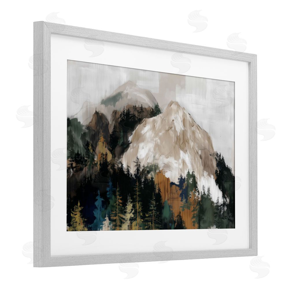 Chromatic Storm Studio Rugged Mountain Peaks Gray Framed Print Under Glass Wall Art