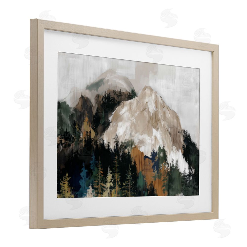 Chromatic Storm Studio Rugged Mountain Peaks Brown Framed Print Under Glass Wall Art