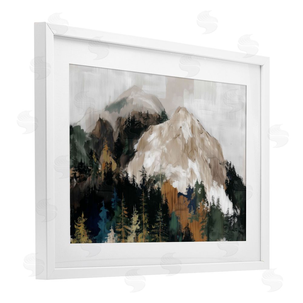 Chromatic Storm Studio Rugged Mountain Peaks White Framed Print Under Glass Wall Art