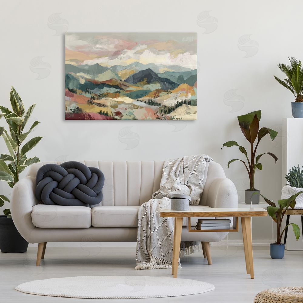 Chromatic Storm Studio Mountain Valley Vista Stretched Canvas Wall Art in Room