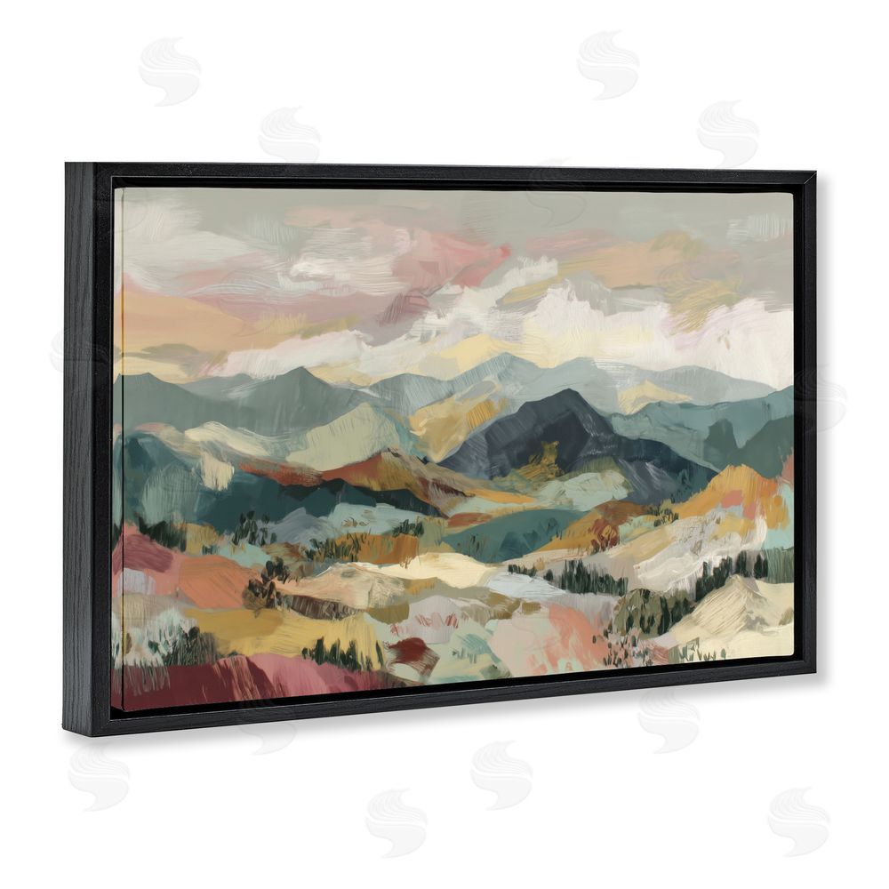 Chromatic Storm Studio Mountain Valley Vista Black Floating Framed Canvas Wall Art