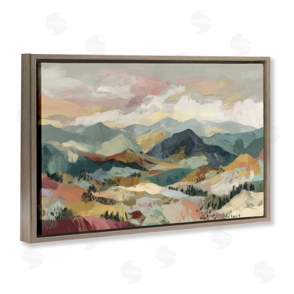 Chromatic Storm Studio Mountain Valley Vista Brown Floating Framed Canvas Wall Art