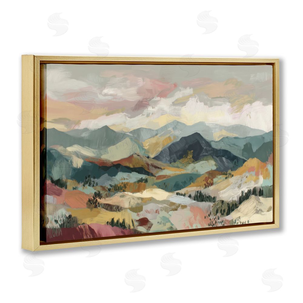 Chromatic Storm Studio Mountain Valley Vista Gold Floating Framed Canvas Wall Art